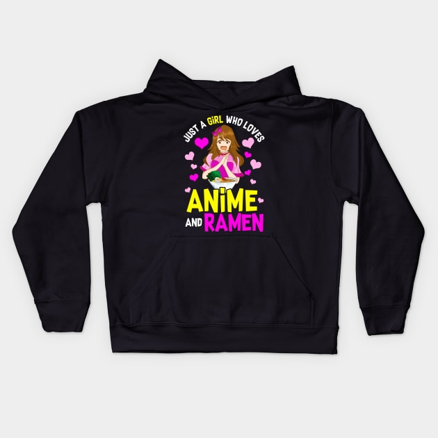 Just A Girl Who Loves Anime And Ramen Funny Foodie Kids Hoodie by theperfectpresents